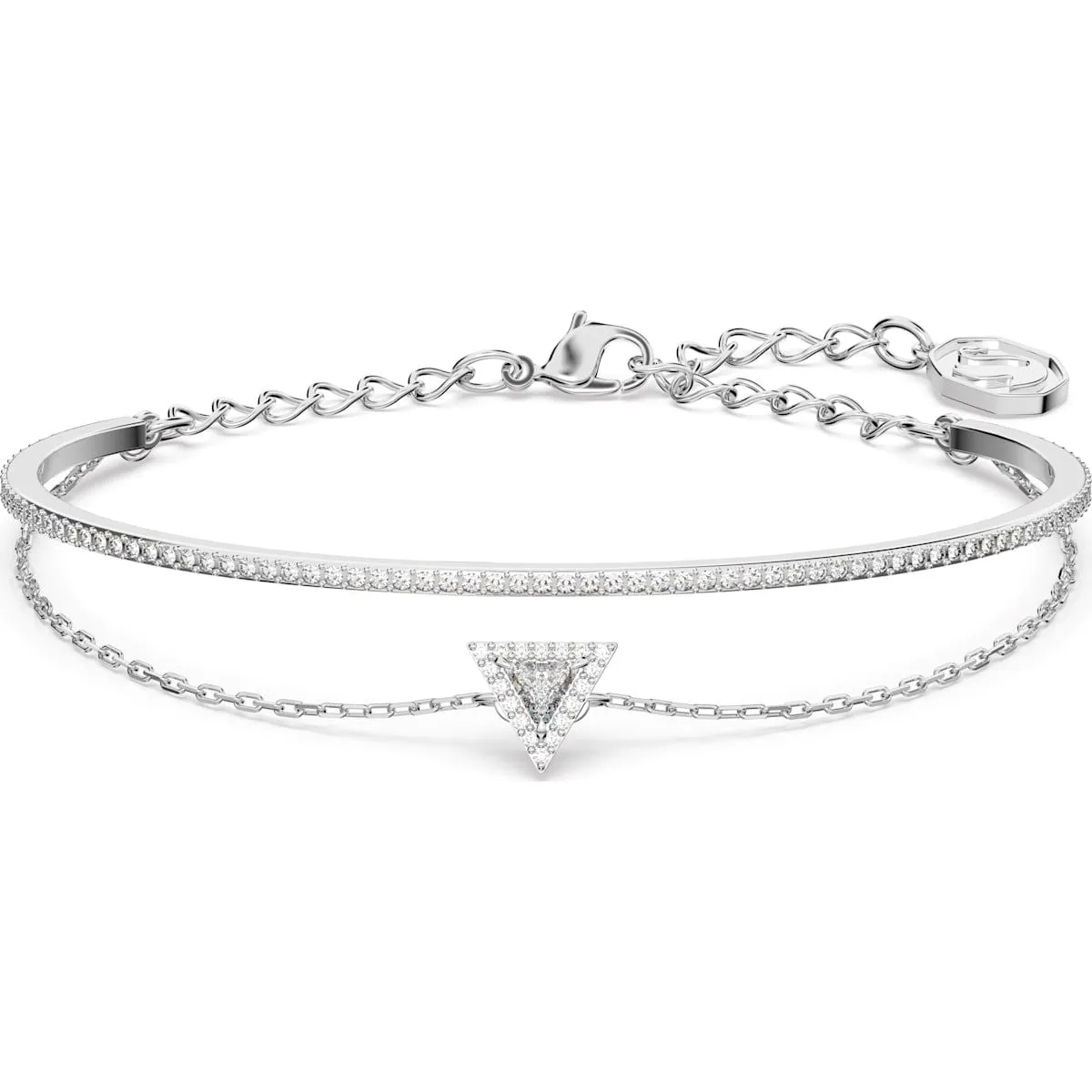 Swarovski Jewellery Swarovski Ortyx Rhodium Plated Large White Crystal Triangle Bracelet