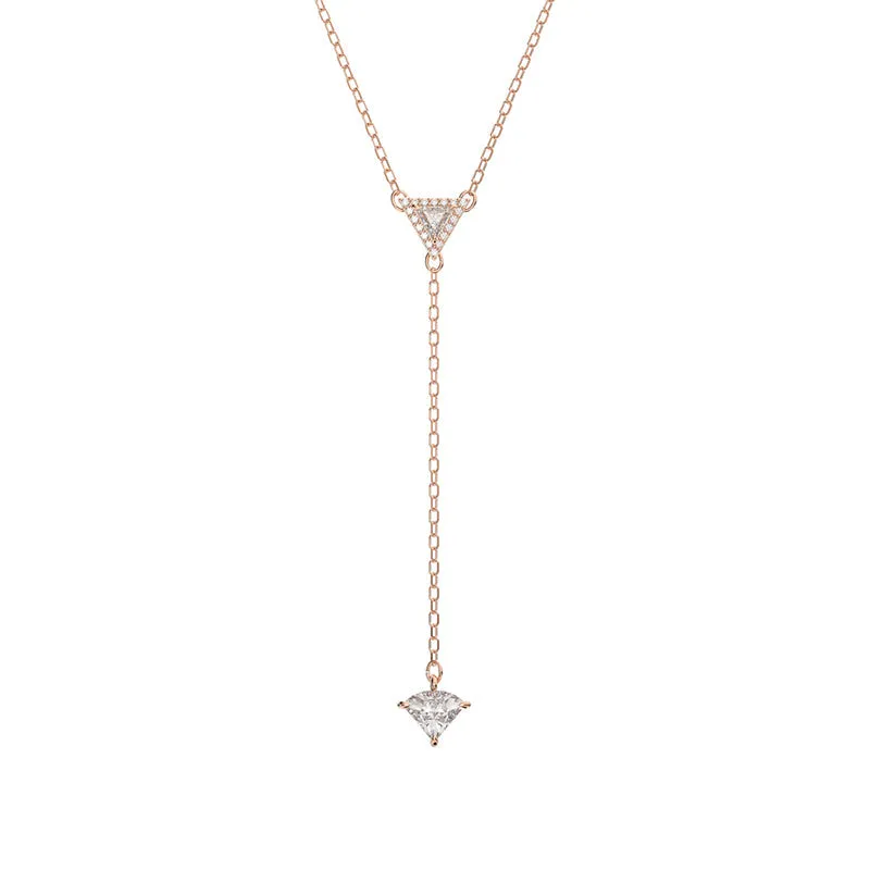 Swarovski Jewellery Swarovski Ortyx Rose Gold Tone Plated White Crystal Triangle Cut Y Necklace