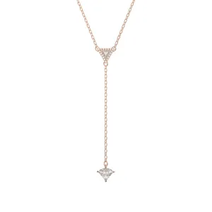 Swarovski Jewellery Swarovski Ortyx Rose Gold Tone Plated White Crystal Triangle Cut Y Necklace