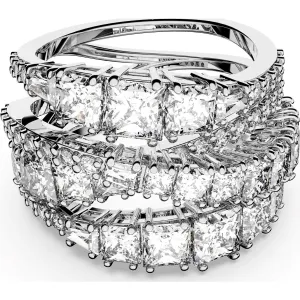 Swarovski Jewellery Swarovski Rhodium Plated White Crystal Twist Wrap Ring Size 50