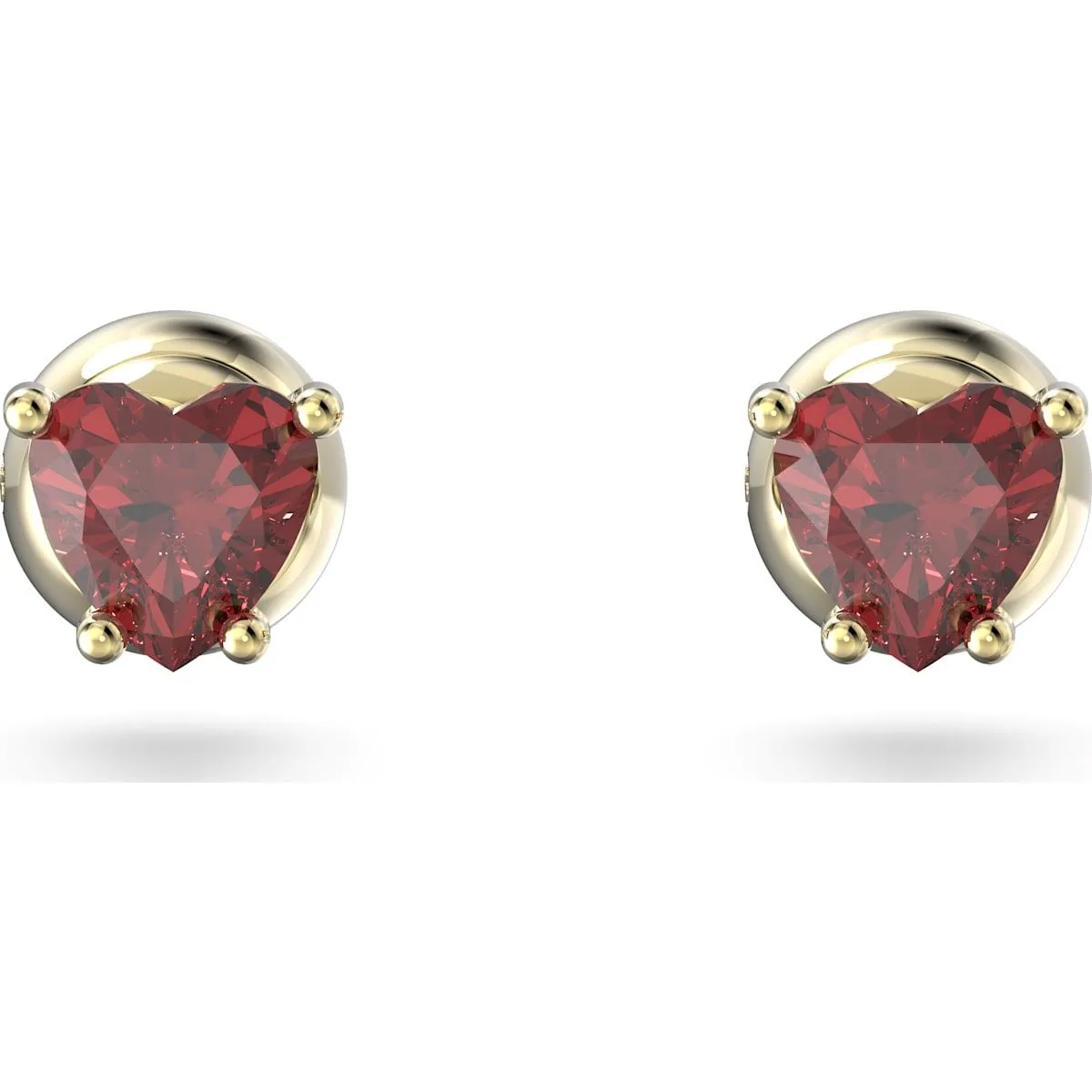 Swarovski Jewellery Swarovski Stilla Yellow Gold Tone Plated Red Crystal Heart Stud Earrings