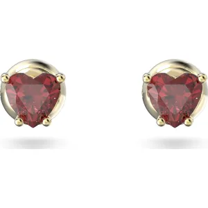Swarovski Jewellery Swarovski Stilla Yellow Gold Tone Plated Red Crystal Heart Stud Earrings