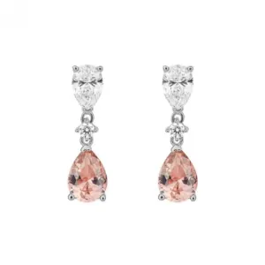 Teardrop Shaped Pink Zirconia Drop Earrings E6190 Diamonfire Jewellery