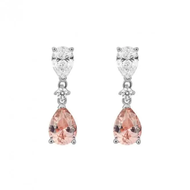 Teardrop Shaped Pink Zirconia Drop Earrings E6190 Diamonfire Jewellery