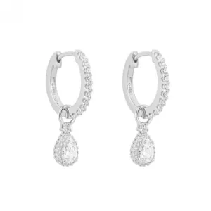 Teardrop Zirconia Assembled Pave Detail Hoop Earrings E6197 Diamonfire Jewellery