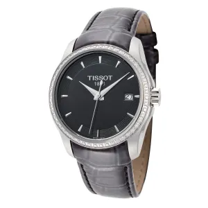Tissot Watches Tissot Women's Couturier Diamond Bezel 32mm Black Leather Watch