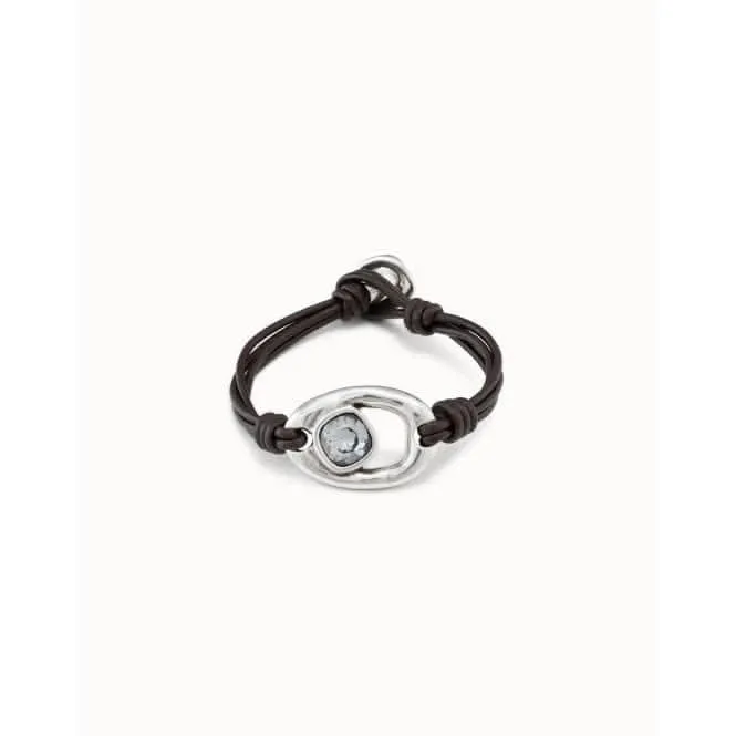 Union Grey Leather Faceted Crystal Bracelet Unode50 Jewelry And Accessories